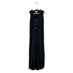 Barbara Lesser Womens Textured Crinkle Fabric Sleeveless Midi Dress Black Small